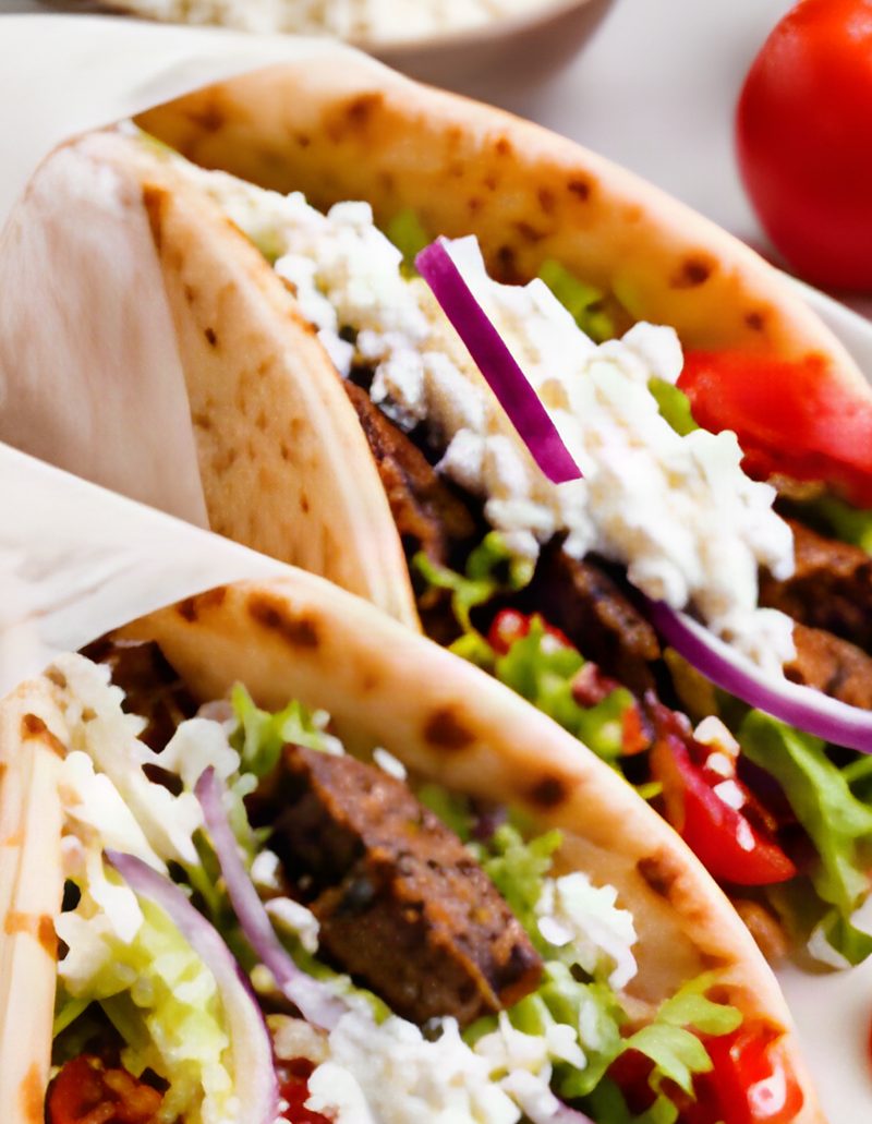Gyro wrap with fresh tomato and onion